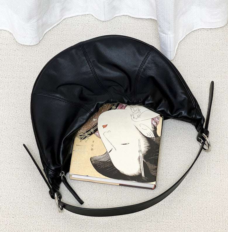 Stylish Leather Half Moon Shoulder Bag for Women - Crossbody Purse with Adjustable Strap - Perfect for Work, Travel & Everyday Use