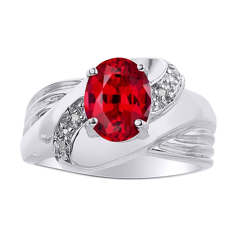Elegant Sterling Silver Diamond & Ruby Ring Set - Colorful Birthstone Jewelry for Women | Perfect Gift for Anniversary, Birthday & Special Occasions