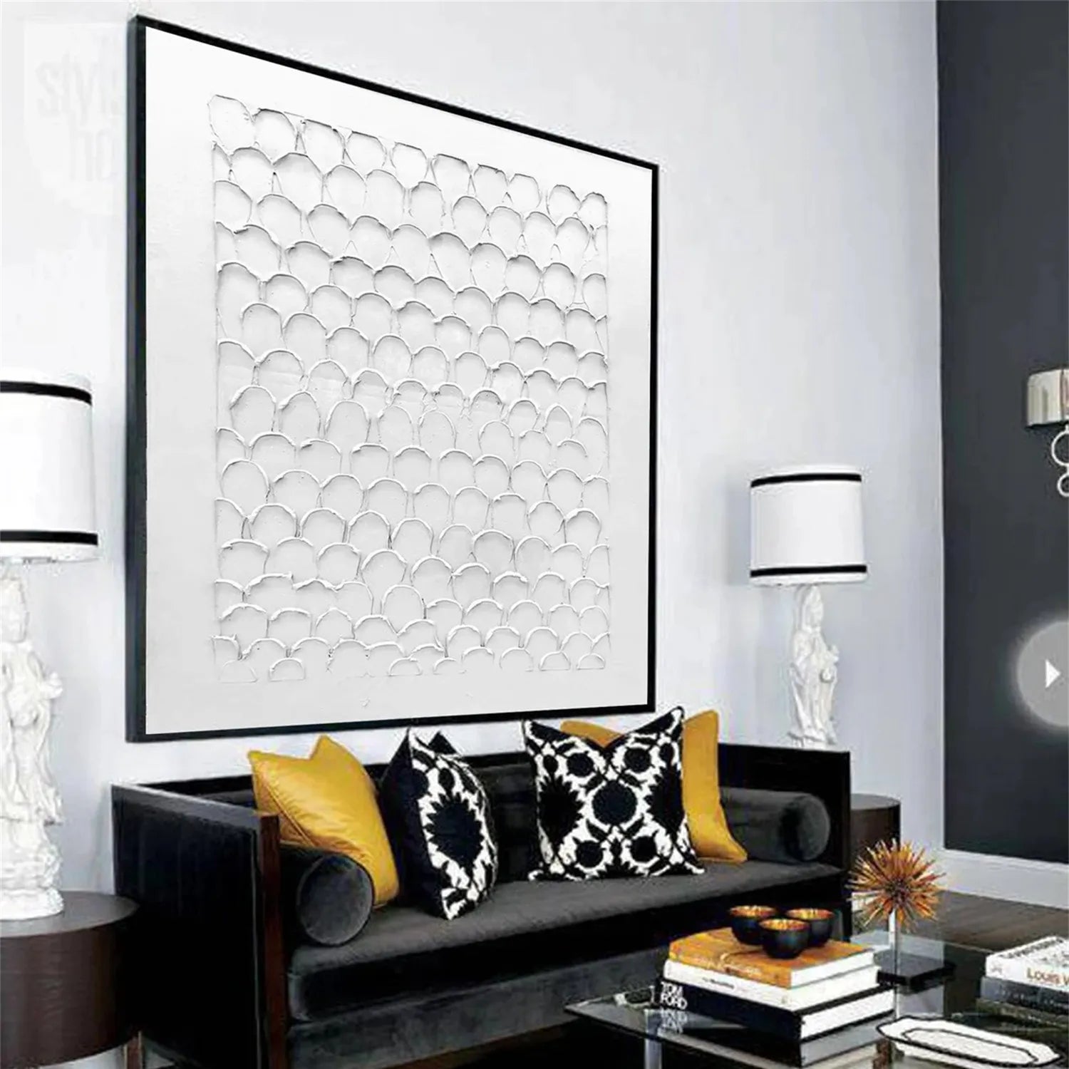 White Minimalist Textured Painting Canvas - Modern Abstract Wall Art for Home & Office Decor #MM275 | Perfect for Living Room, Bedroom & Studio Decorations