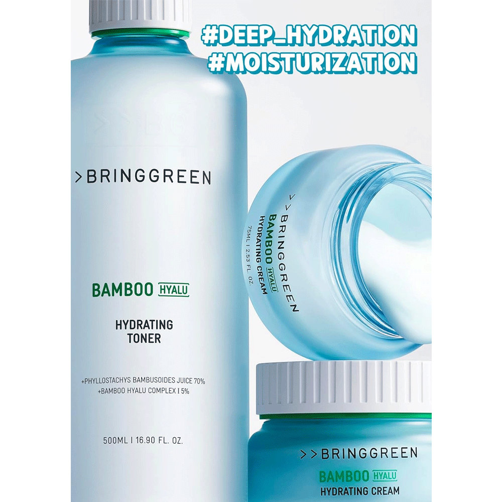 BRING GREEN Bamboo Hyalu Hydrating Toner 250ml - Soothing Facial Toner with Hyaluronic Acid for Dry & Sensitive Skin | Hydrating & Refreshing for Daily Skincare Routine
