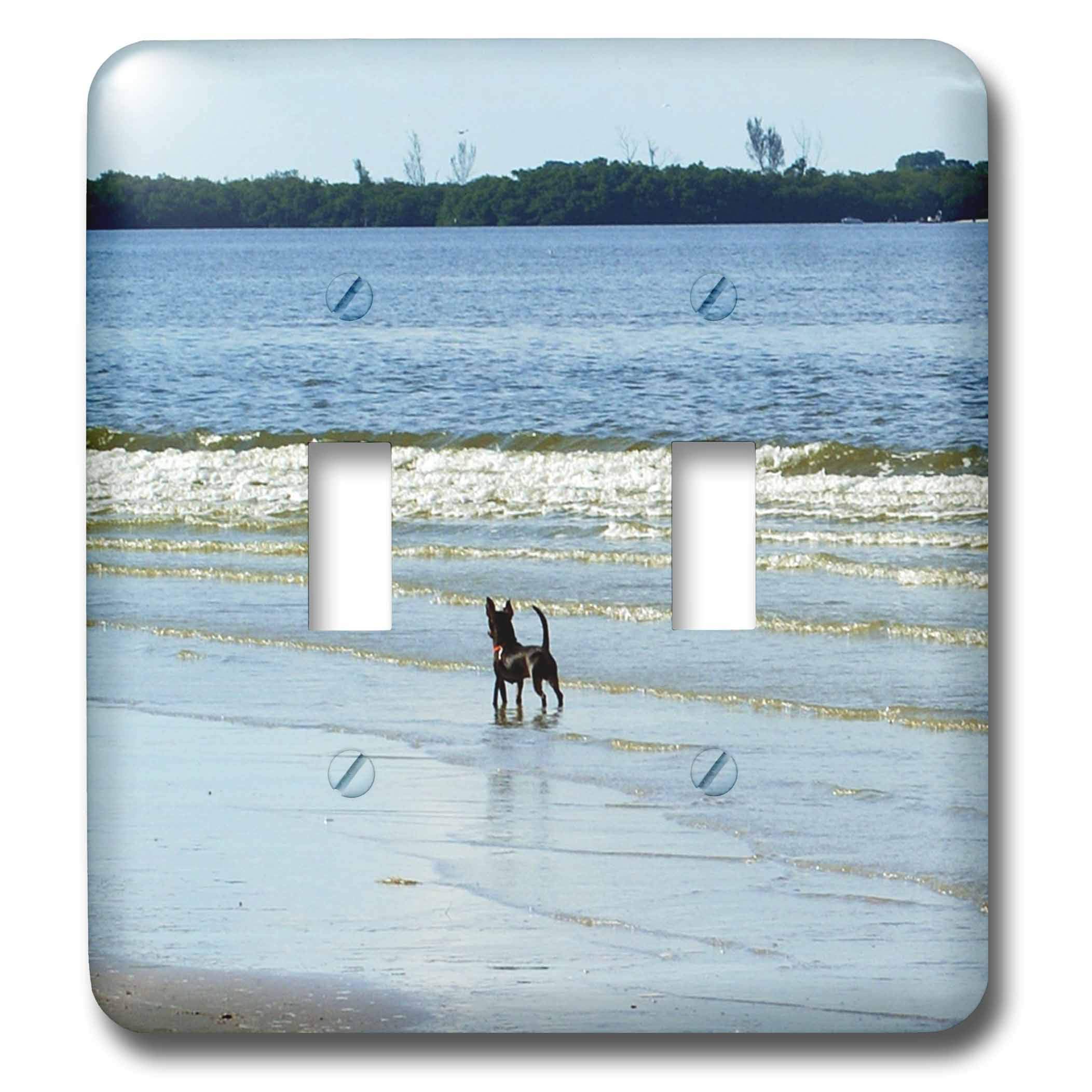 3D Rose Terrier On Beach Multi-Color Toggle Switch - Decorative Wall Switch Plate Cover for Bedroom, Living Room, Kitchen & Office Decor