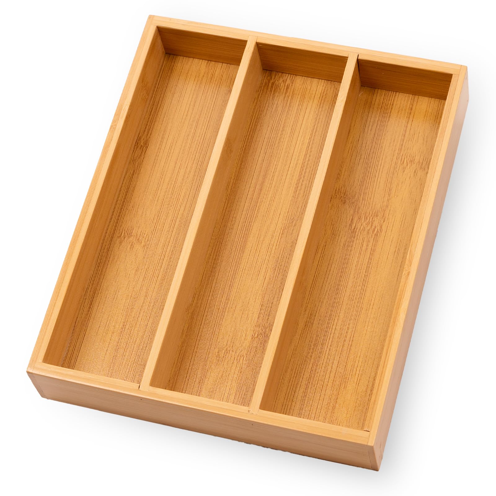 Bamboo Silverware Organizer Tray - Kitchen Drawer & Utensil Organizer for Flatware, Spoons, Forks (Natural Wood) - Perfect for Home, Restaurant & Office Kitchen Organization