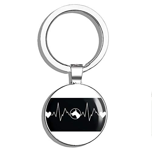 Premium Pit Bull Heartbeat Decal Keychain - Double Sided Stainless Steel Key Ring with White Vinyl - Perfect for Pet Lovers, Car Keys & Key Finder Accessories (Ideal for Gifts, Key Organization & Pet Memorials)