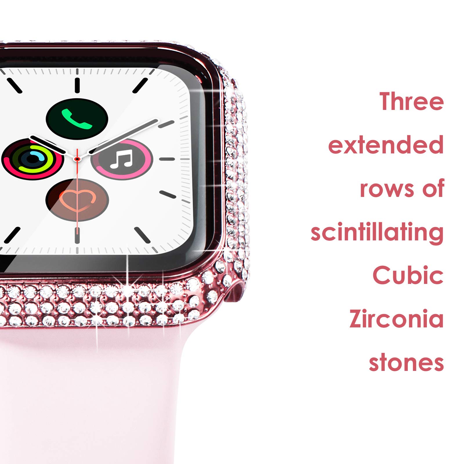 Sparkly Pink Apple Watch 38mm Case with 200 Crystals for Women's Fashion