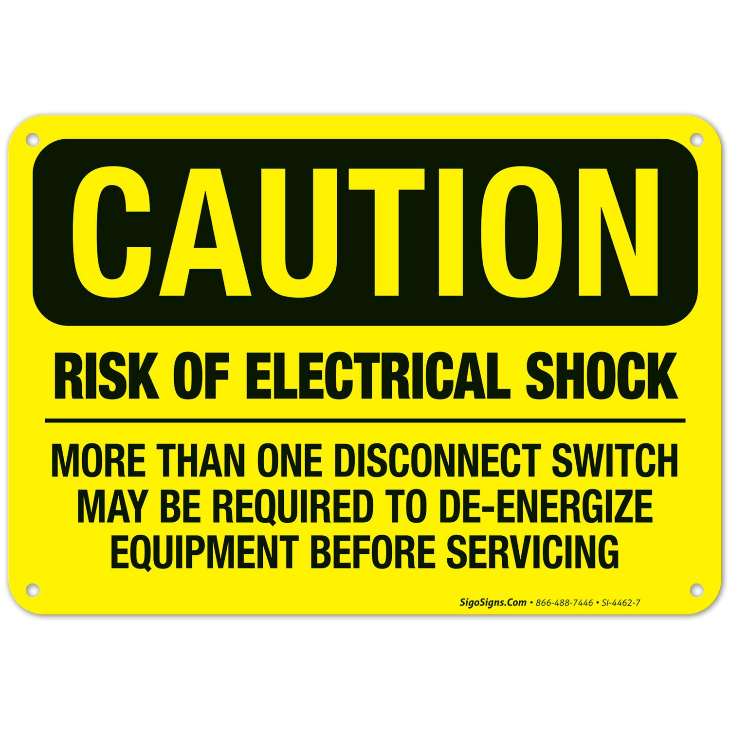 OSHA Electrical Shock Warning Sign - 10x7 Inch Rust-Free Aluminum Caution Sign for Multiple Disconnects | Durable Indoor/Outdoor Safety Signage | Made in USA | Perfect for Construction Sites, Factories & Hazardous Work Areas