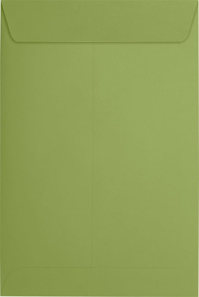 Premium LUXPaper 6x9 Open End Envelopes - Self-Sealing Peel & Press Design, Avocado Green, 70lb Text Weight (Pack of 500) - Perfect for Business Mailings, Wedding Invitations & Greeting Cards