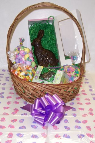 Scott's Large Easter Lily Candy Surprise Basket with Bunny Hop Wrapping - Perfect for Easter Gifts, Egg Hunts & Spring Celebrations