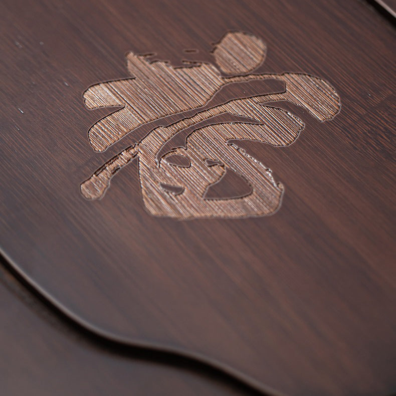 Premium Chinese Walnut Bamboo Gong Fu Tea Tray - Handcrafted Tea Ceremony Set for Traditional Brewing | Perfect for Home, Office & Zen Meditation Spaces