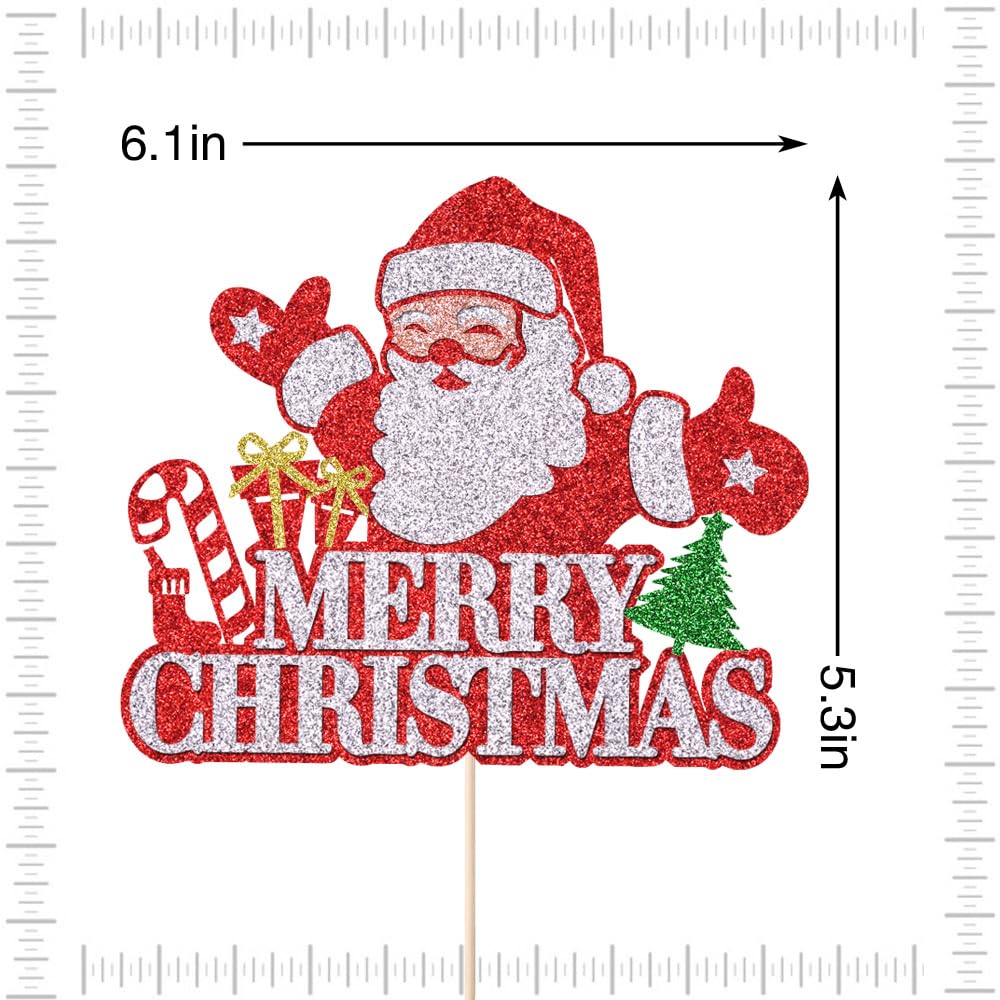 Festive Christmas Cake Topper - Glitter Red Santa Decoration for Holiday Cakes | Winter Party Supplies for Christmas & New Year Celebrations | Perfect for Birthday, Wedding, and Holiday Dessert Decorating