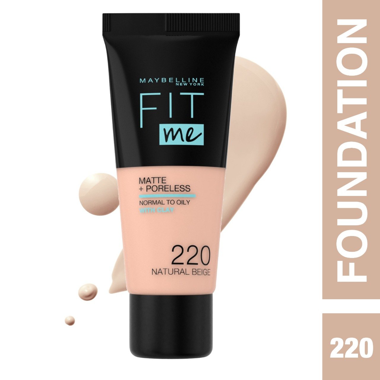 Maybelline Fit Me Matte + Poreless Liquid Foundation - Oil-Free Makeup for Oily Skin, Full Coverage & Natural Finish - Perfect for Everyday Wear & Long-Lasting Makeup Looks
