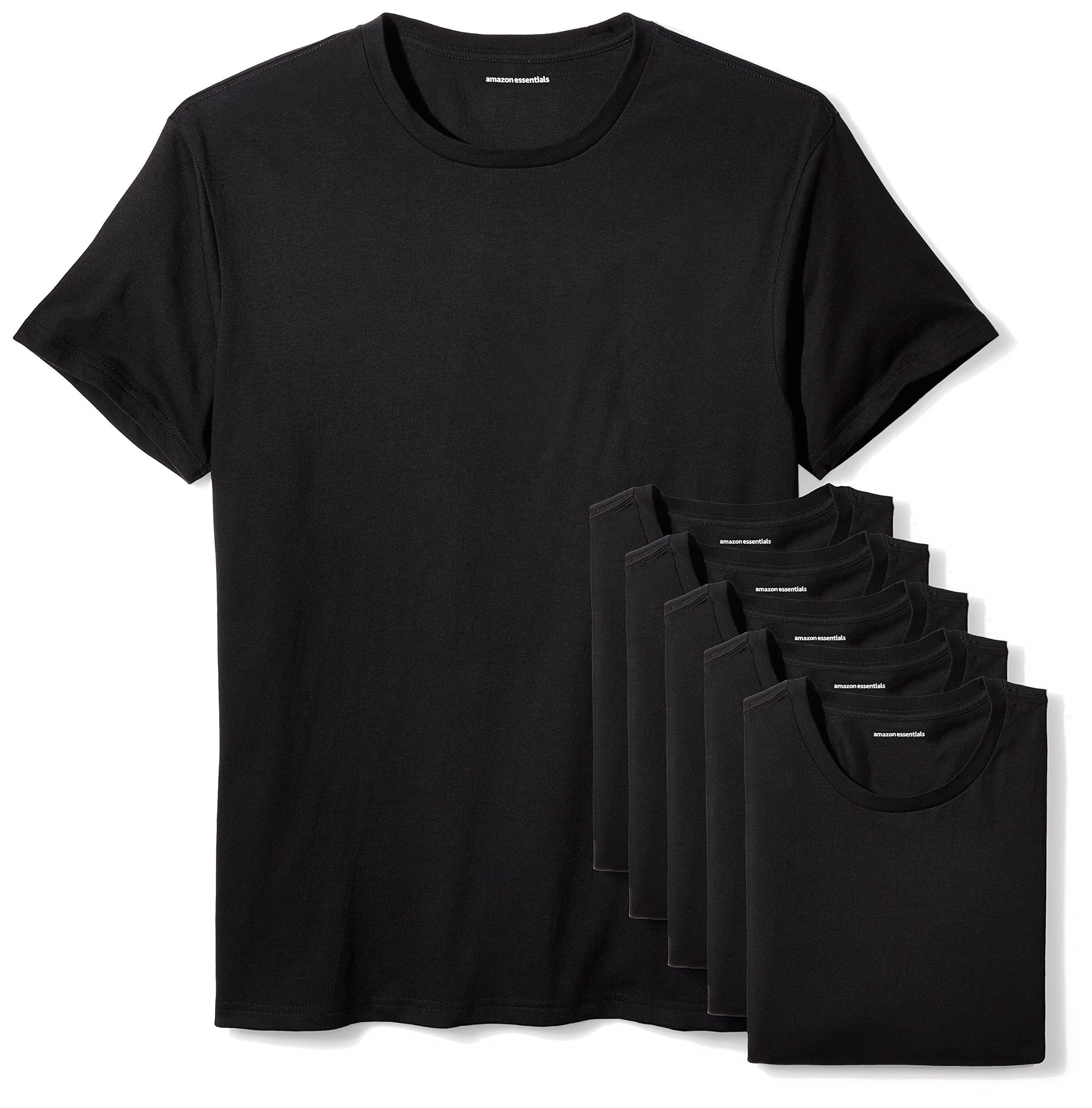 Amazon Essentials Men's Crew Neck T-Shirts 6-Pack - Soft Cotton Basic Tees for Casual Wear, Layering & Everyday Comfort | Machine Washable Slim Fit Shirts for Work, Gym & Weekend Outfits