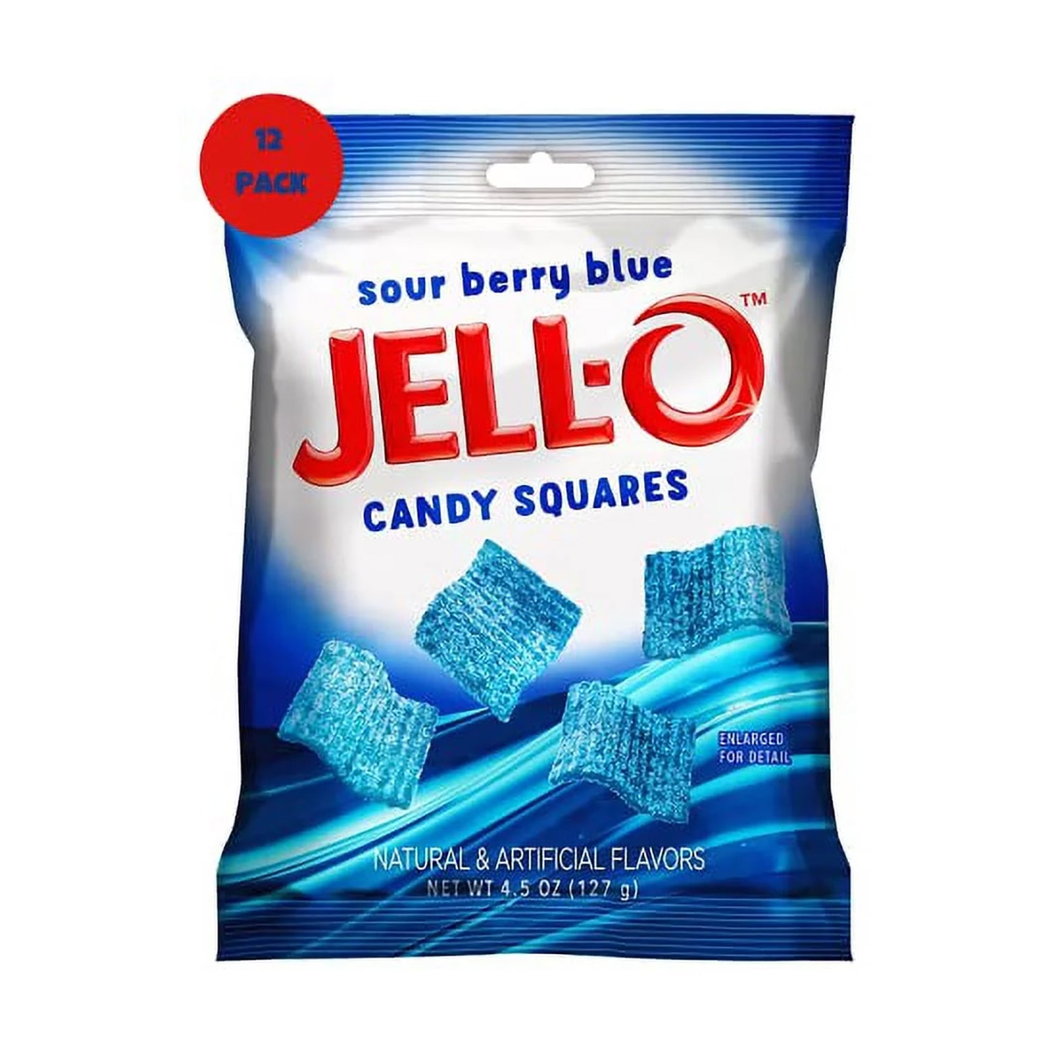 Jell-O Sour Berry Blue Flavored Gelatin Dessert Mix - 12 Count Box | Perfect for Kids' Parties, Summer Treats & Family Desserts