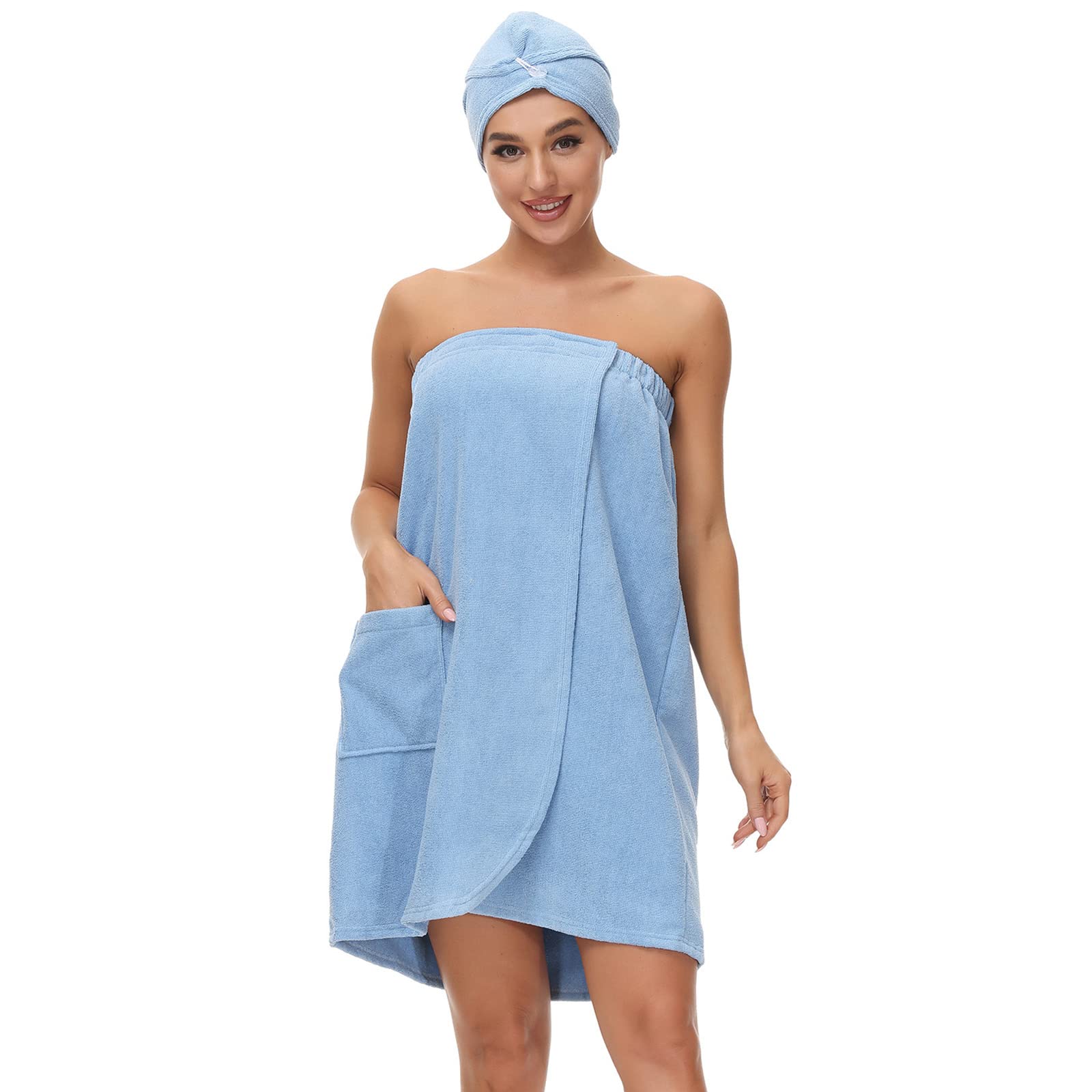 **Verve Jelly Women's Adjustable Spa Bath Wrap Towel - Soft Microfiber Strapless Bathrobe with Hair Turban for Shower, Pool & Relaxation at Home**