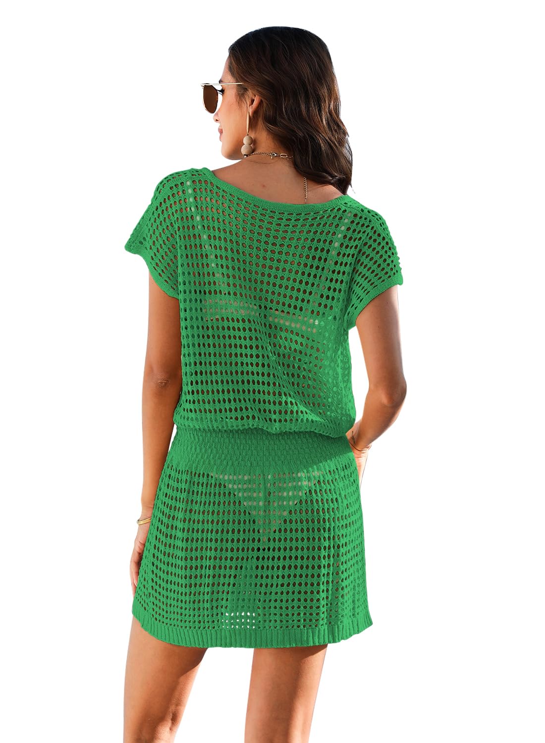 Hount Women's 2025 V-Neck Crochet Beach Cover Up Dress - Stylish Bikini Swimwear Coverup for Pool, Vacation & Summer Outfits