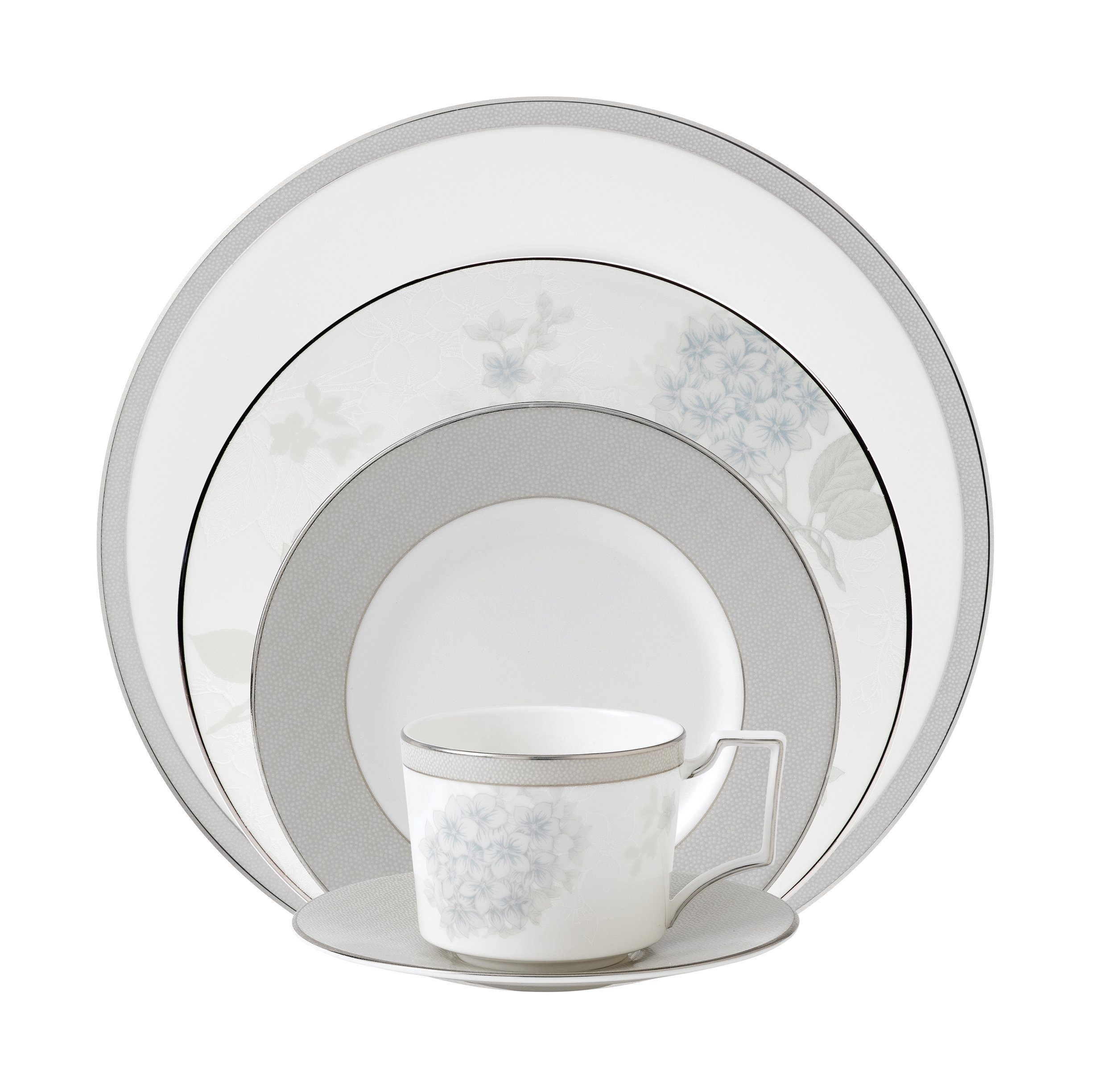 Wedgwood Patina Platinum 5-Piece Dinnerware Set - Elegant Fine China Place Setting for Formal Dining & Special Occasions
