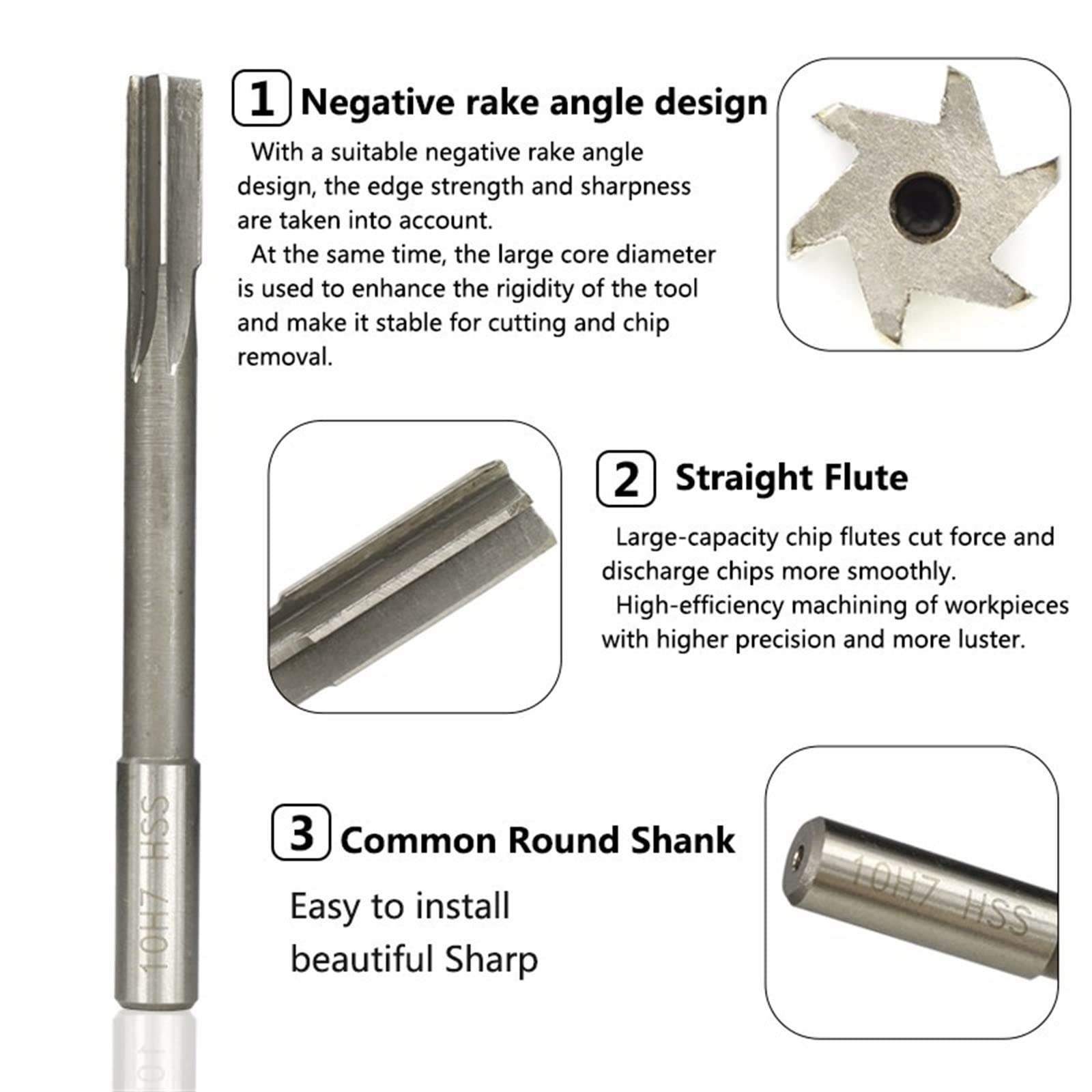14pcs 2-9mm Straight Shank H7 HSS Machine Reamer Set - Precision Cutting Tools for Milling, Drilling & Metalworking - Ideal for DIY, Automotive & Industrial Applications
