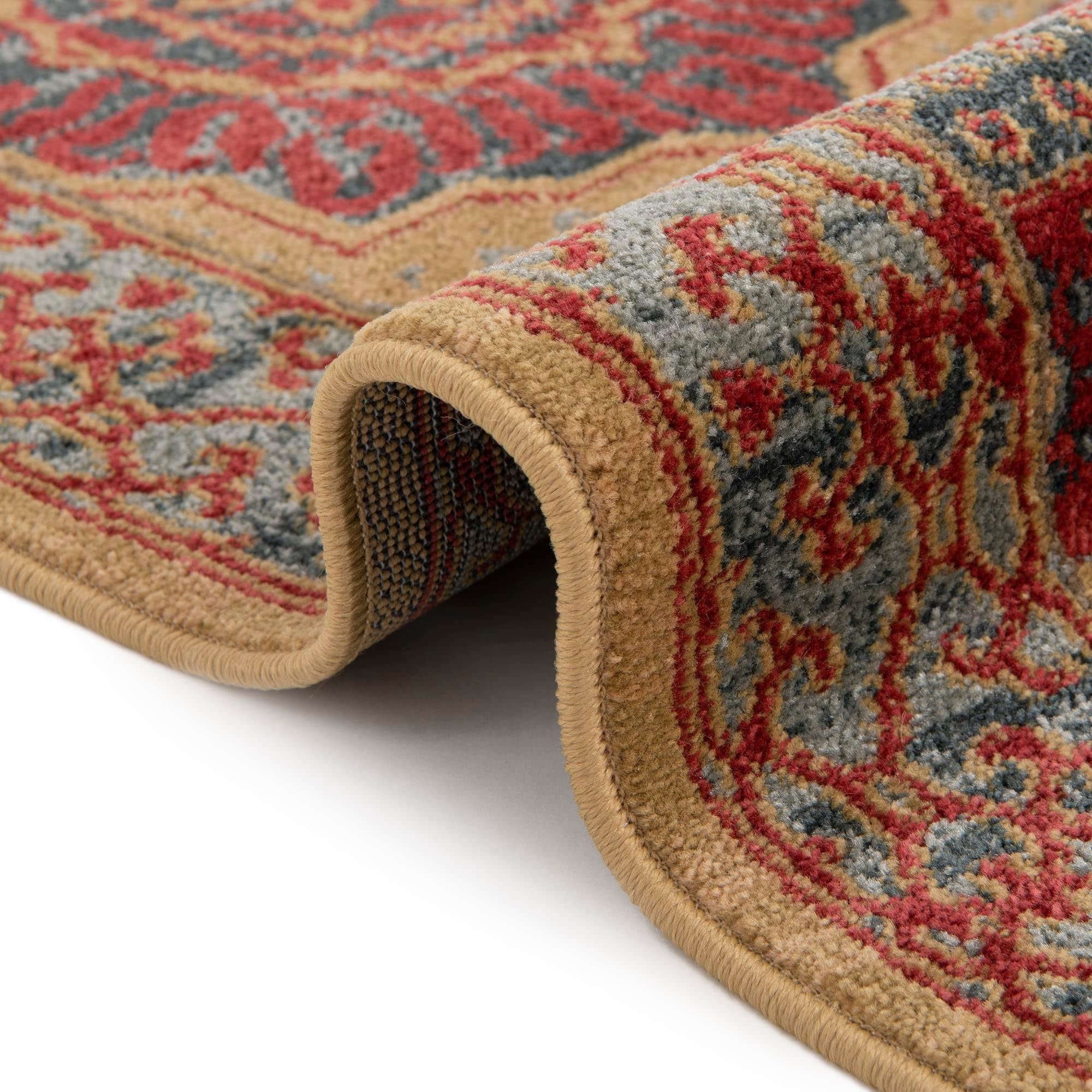 Amina Collection 10' Red Flatweave Runner Rug - Soft Non-Slip Hallway & Entryway Carpet for Home Decor | Perfect for High Traffic Areas, Living Rooms & Bedrooms