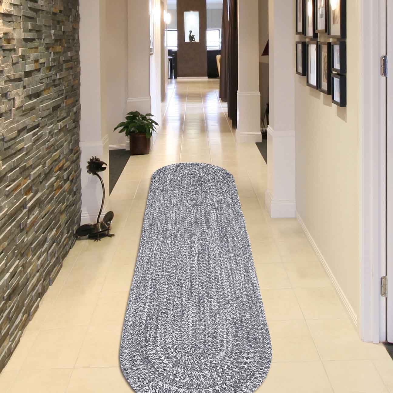 Reversible Braided Area Rug - 2-Tone Indoor/Outdoor Rug for Living Room, Bedroom, Patio & Deck - Non-Slip Durable Floor Mat for Home Decor