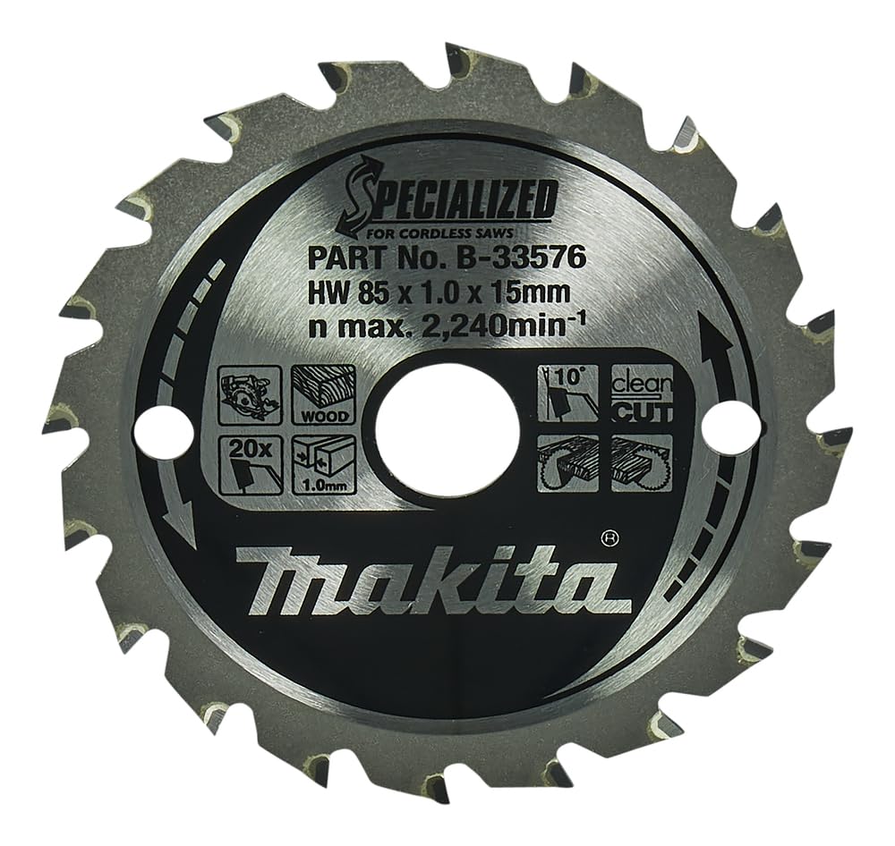Makita B-33576 85mm Circular Saw Blade with 15mm Arbor & 20 Teeth - Perfect for Woodworking, Carpentry, and DIY Projects