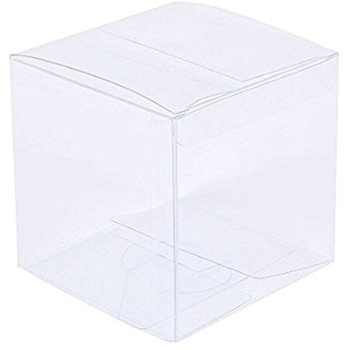 100 Pack 6cm Clear PVC Plastic Folding Jewelry Gift Boxes - Small Rectangle & Square Wedding Party Favor Boxes for Candy, Chocolate, Soap, Jewelry Storage & Display
