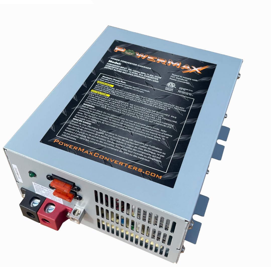POWERMAX PM3-50-24 24V 50A 3-Stage Smart Battery Charger & Converter for RV, Marine, Solar Power Systems - Automatic Charging for Deep Cycle Batteries