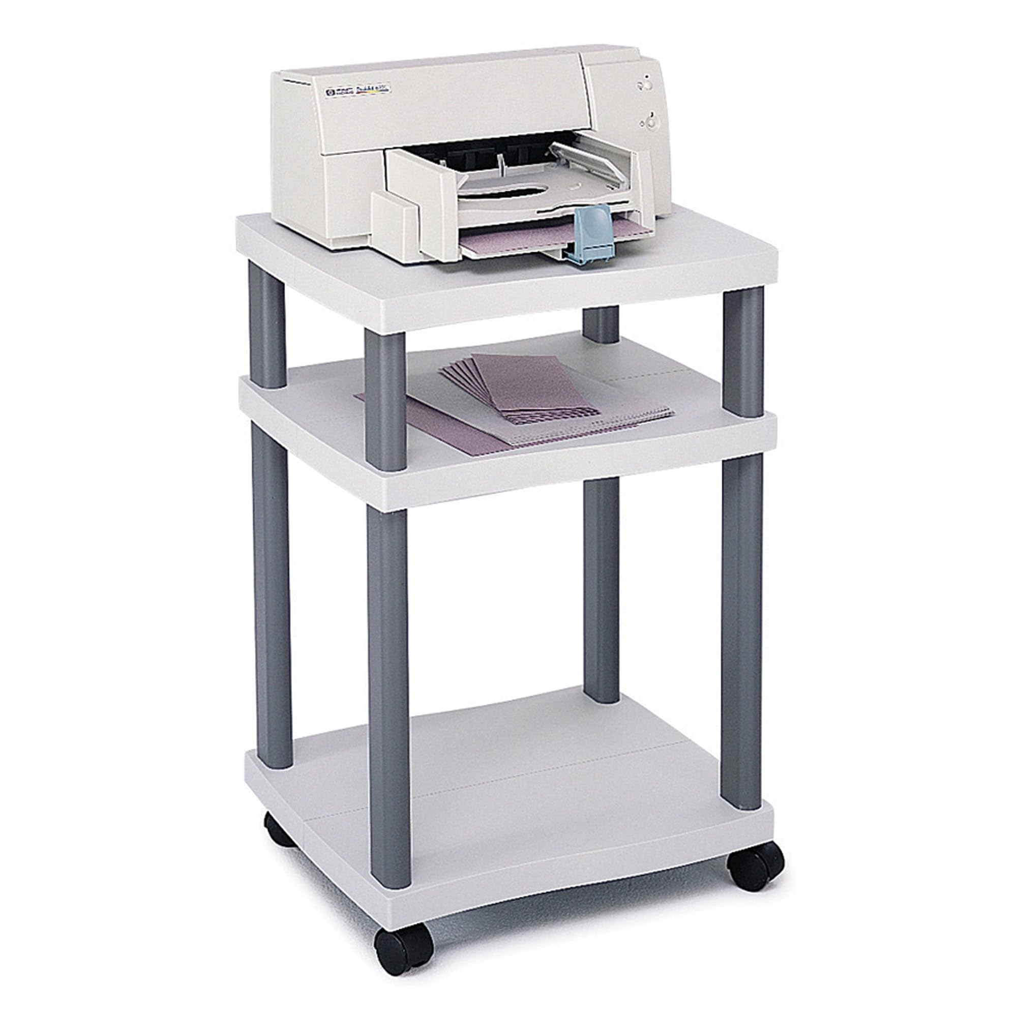 Safco 1860GR Wave Desk Side Printer Stand - Light Gray | Compact & Sturdy Printer Holder for Home & Office Workspace Organization