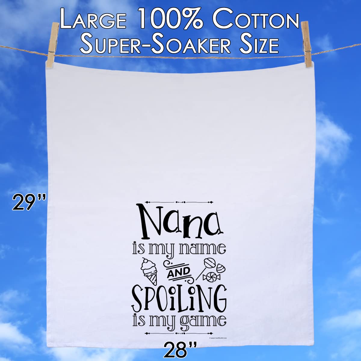 Funny Kitchen Tea Towels with Sayings - 'Nana is My Name and Spoiling is My Game' Decorative Dish Towels - Cute Multi-Use Kitchen Towels for Grandmas & Grandmothers - Perfect Housewarming Gift for Cooking, Baking & Kitchen Decor