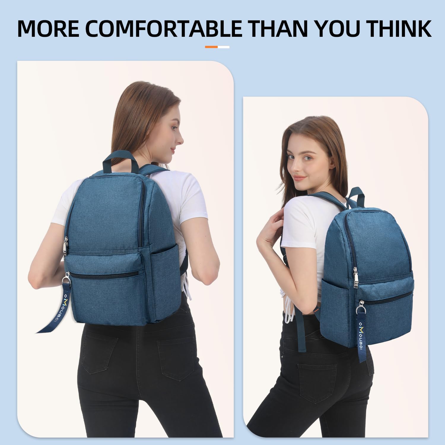 OMOUBOI Small Waterproof Backpack for Women & Men - Lightweight College Bookbag, Gym Backpack for School, Travel, Hiking | Durable & Stylish in Blue