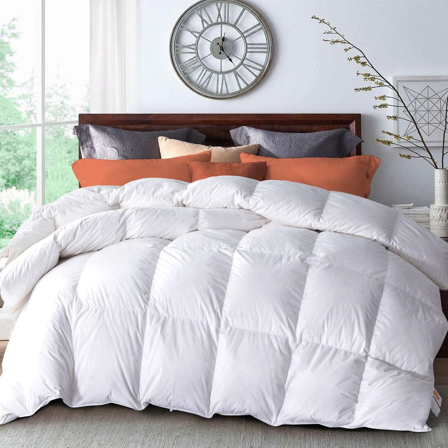 Premium White Down Comforter Twin Size (68x90) - 750 Fill Power All-Season Warmth, Luxurious Cotton Tencel Cover, Hypoallergenic & Noiseless - Perfect for Master Bedroom, Guest Room & Cozy Winter Nights