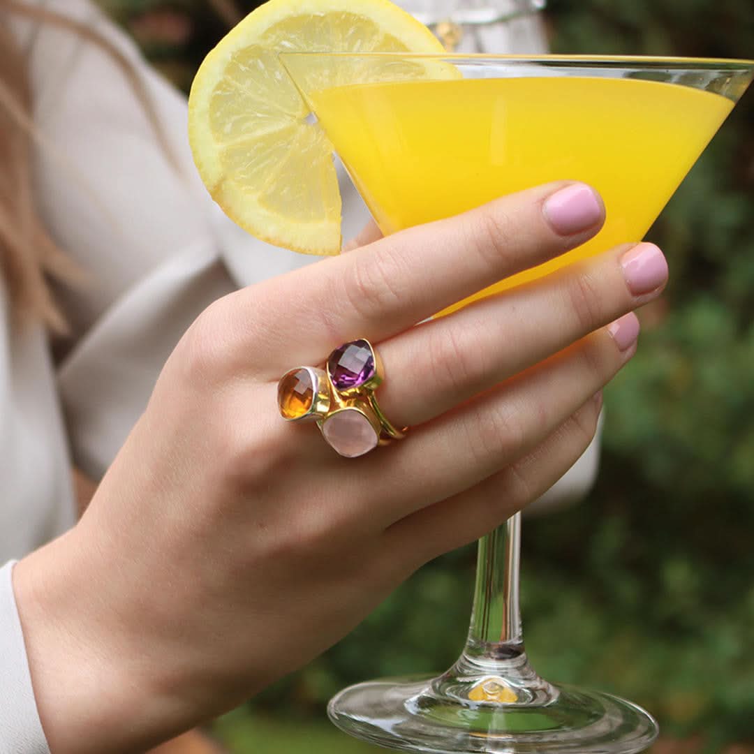 Elegant Purple Amethyst Cocktail Ring in 14K Gold - Perfect for Evening Parties & Special Occasions