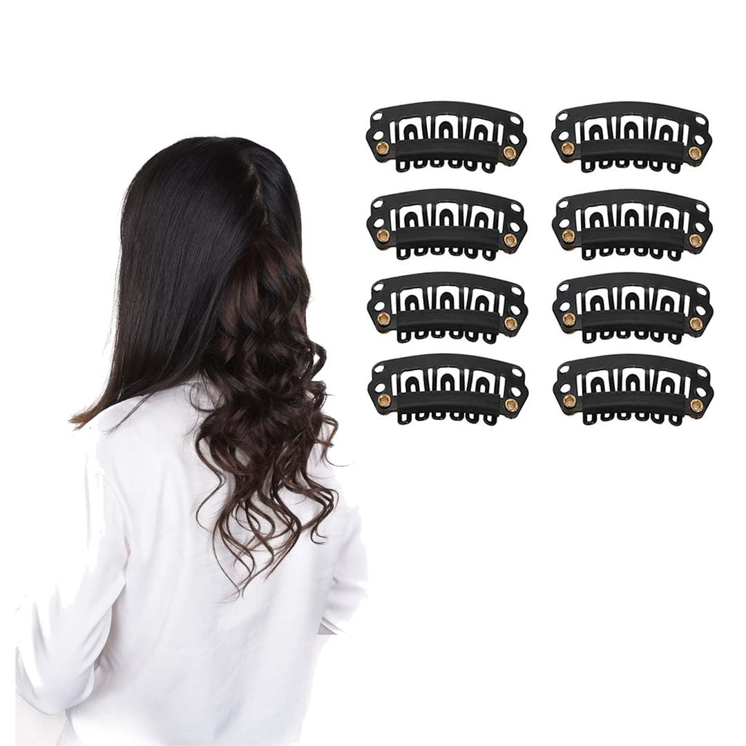 TEMPERIA 50 Pcs Hair Extension Clips for Women & Men - Black Snap Wig Clips (3.4 cm) - Secure Hair Patch Attachments for Daily Styling, Cosplay & Costume Parties