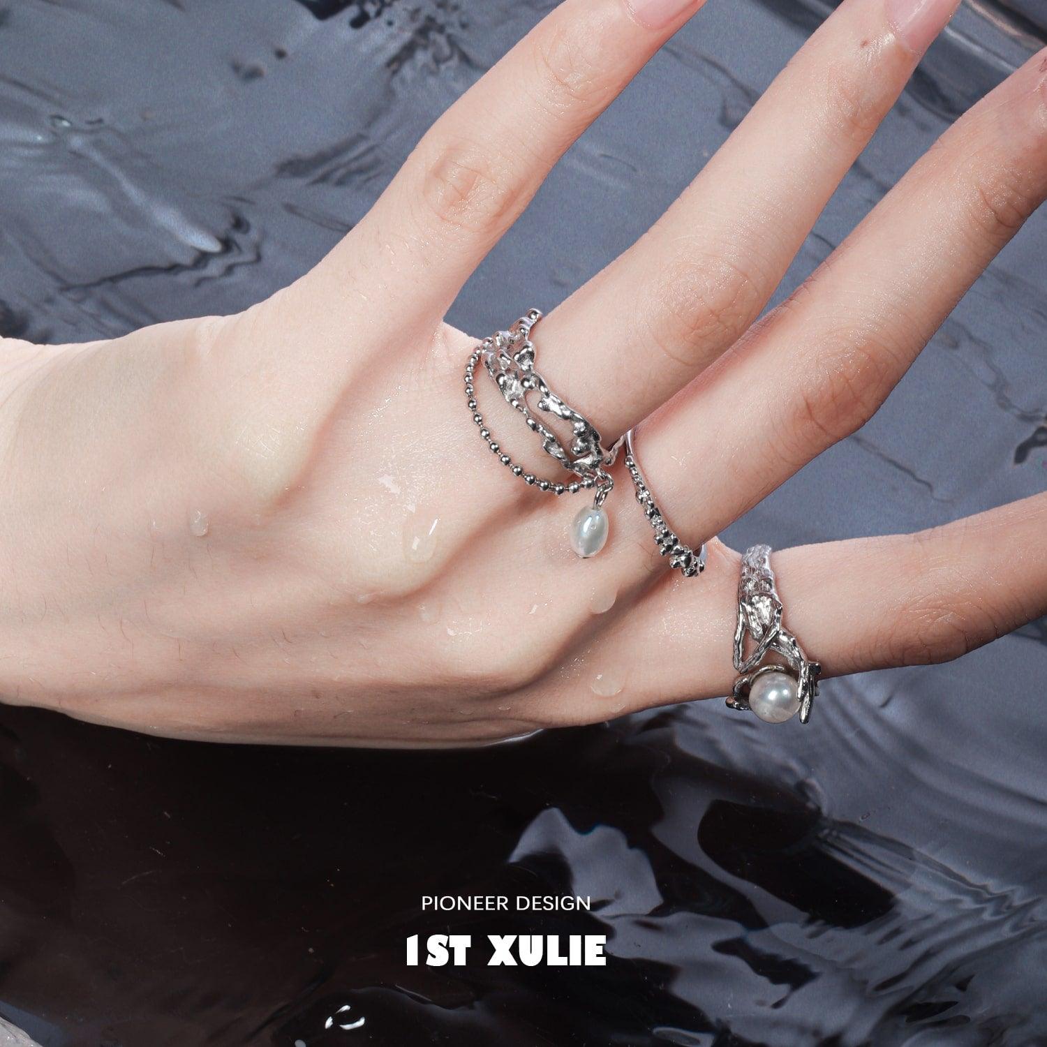 Mermaid Tears Sterling Silver Adjustable Opening Ring – Unique Irregular Design for Women | Perfect for Gifts, Parties & Everyday Wear