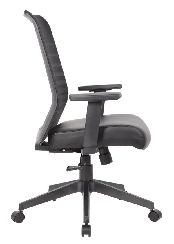 Boss B6566AM BK Horizontal Mesh Back & Antimicrobial Seat Ergonomic Task Chair for Office, Home, or Conference Room Use