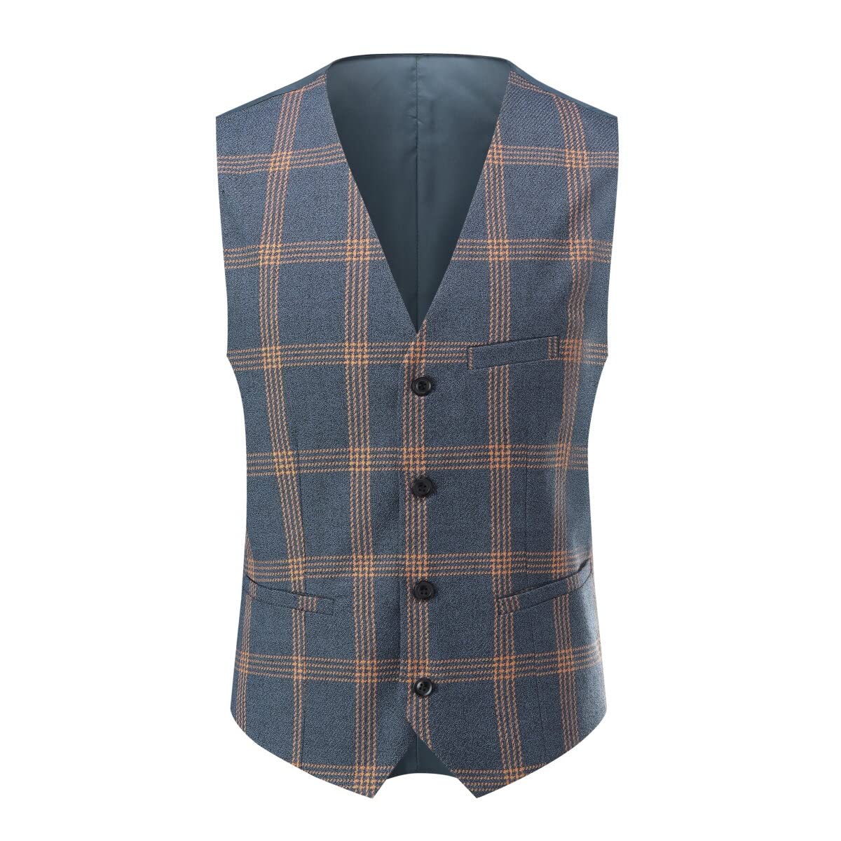 YFFUSHI Men's Slim Fit Plaid Tweed 3-Piece Suit Set - Formal Tuxedo for Weddings, Dinner Parties & Business Events