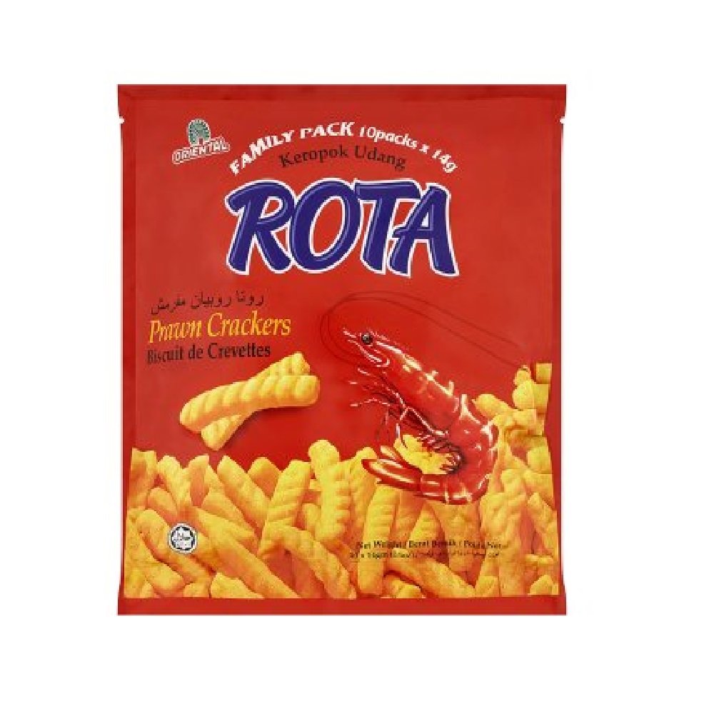 Premium Oriental Family Pack Snacks - 40 Packs x 14g Rota Prawn Crackers | Authentic Asian Shrimp Chips | Perfect for Parties, Movie Nights & Family Gatherings