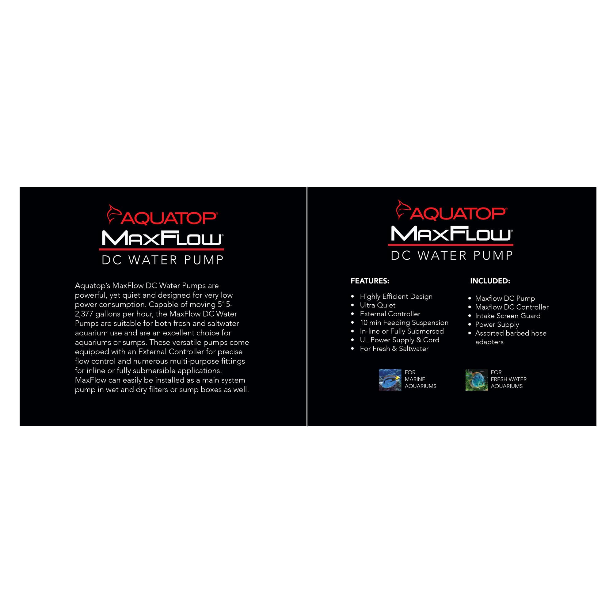 Aquatop MWP-1500 MaxFlow DC Water Pump with Controller - 1479 GPH High Flow Submersible Pump for Aquariums, Ponds, Hydroponics & Water Features
