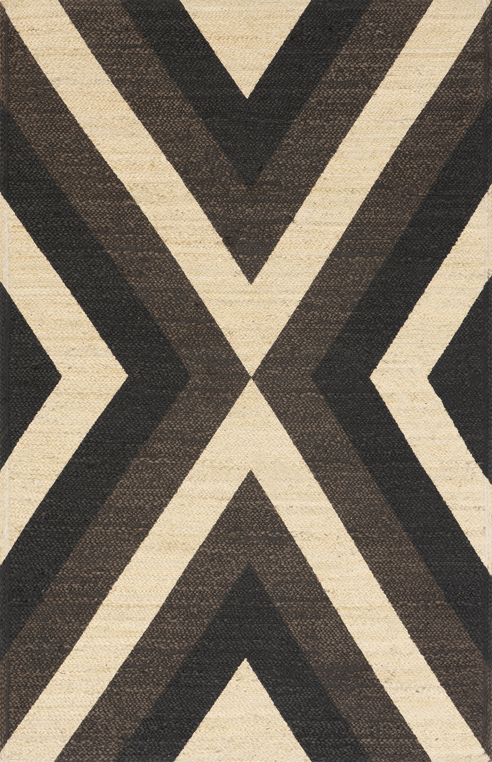 Armani Black Banded Jute Rug - Natural Fiber Area Rug for Living Room, Bedroom & Home Decor