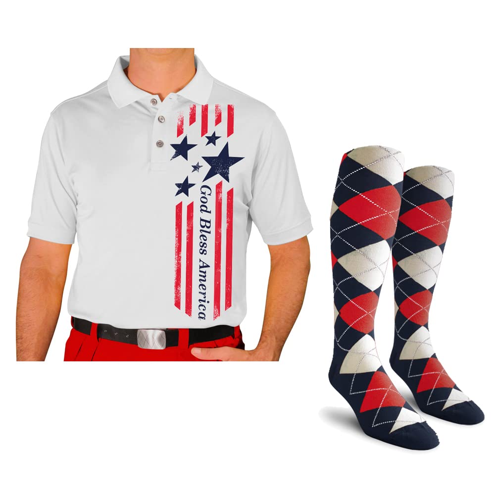 Men's Homeland Golf Shirt with Socks - Breathable Polo Shirt & Comfortable Socks Set for Golfing, Casual Wear & Outdoor Activities