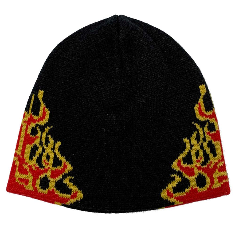 Men's Flame Fire Design Cuffless Beanie Skull Cap - Winter Warm Knit Hat for Outdoor Activities, Running, Hiking & Casual Wear