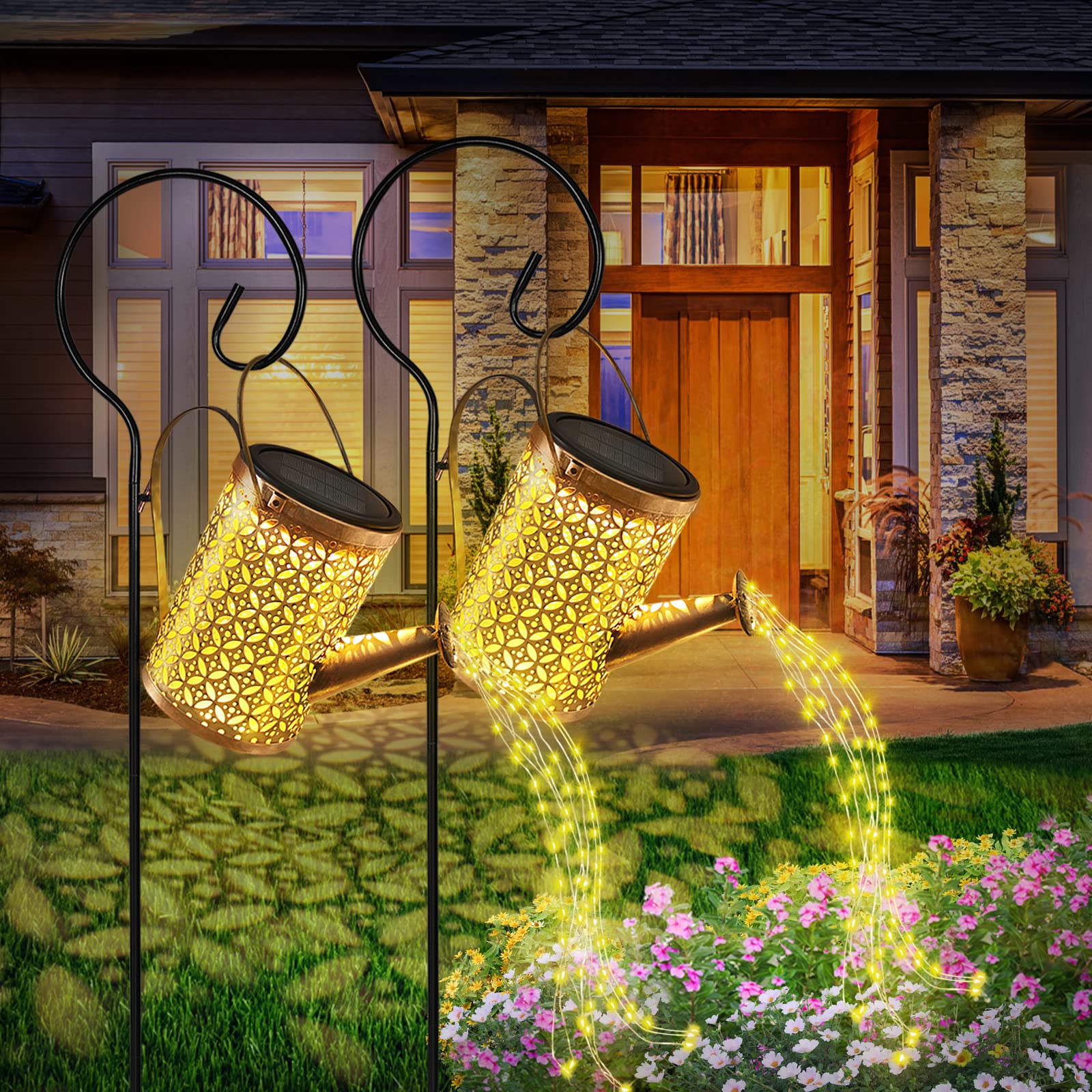 Solar Watering Can Lights - Large Outdoor Solar Garden Lights, Waterproof Metal Hanging Landscape Lighting for Yard, Patio, Pathway Decor | Perfect for Garden Parties, Wedding Decorations & Backyard Ambiance