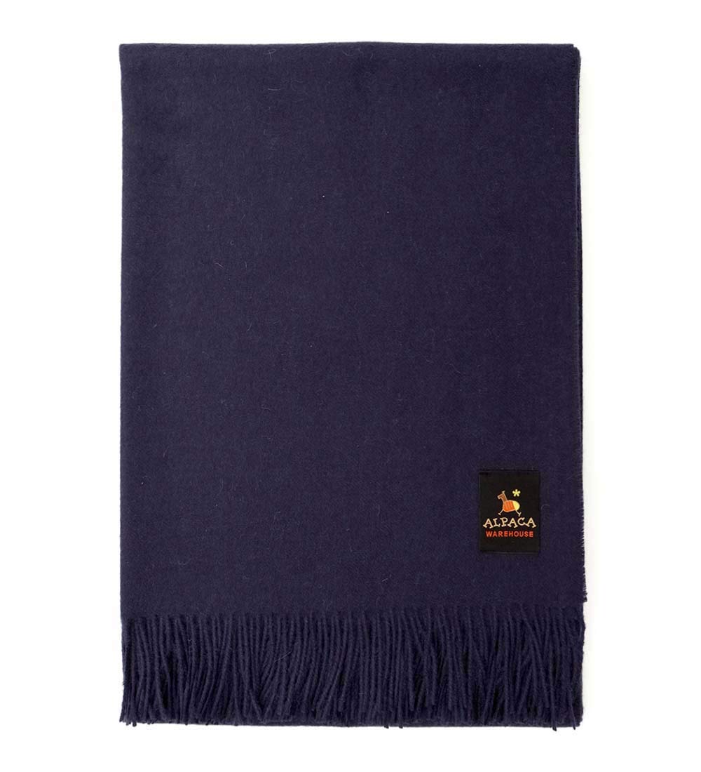 100% Baby Alpaca Wool Lightweight Throw Blanket - Ultra Soft & Warm Solid Navy Blue Blanket (72