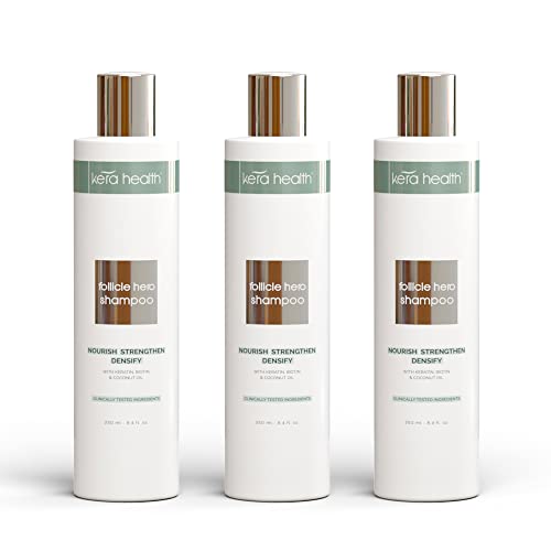 Follicle Hero Hair Growth Shampoo for Women & Men - Paraben-Free Thickening Shampoo for Fine Hair & Hair Loss Treatment - 3 Pack (8.4 fl oz) by KeraHealth - Perfect for Daily Use & Scalp Care Routine