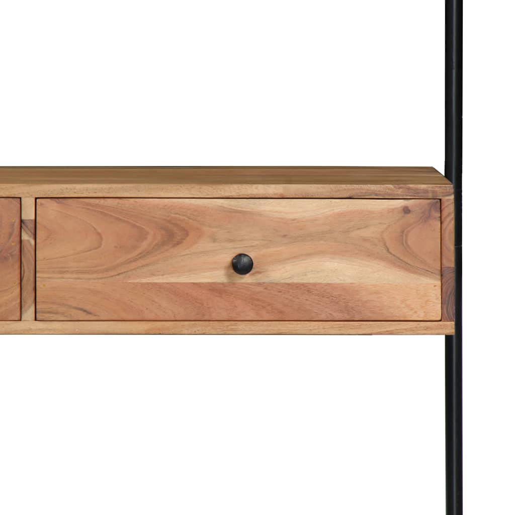 Solid Acacia Wood Wall Mounted Floating Desk with 2 Drawers & Shelf - Space Saving Writing Table for Bedroom, Living Room, Study or Balcony - Perfect for Small Spaces, Home Office & Modern Interior Design