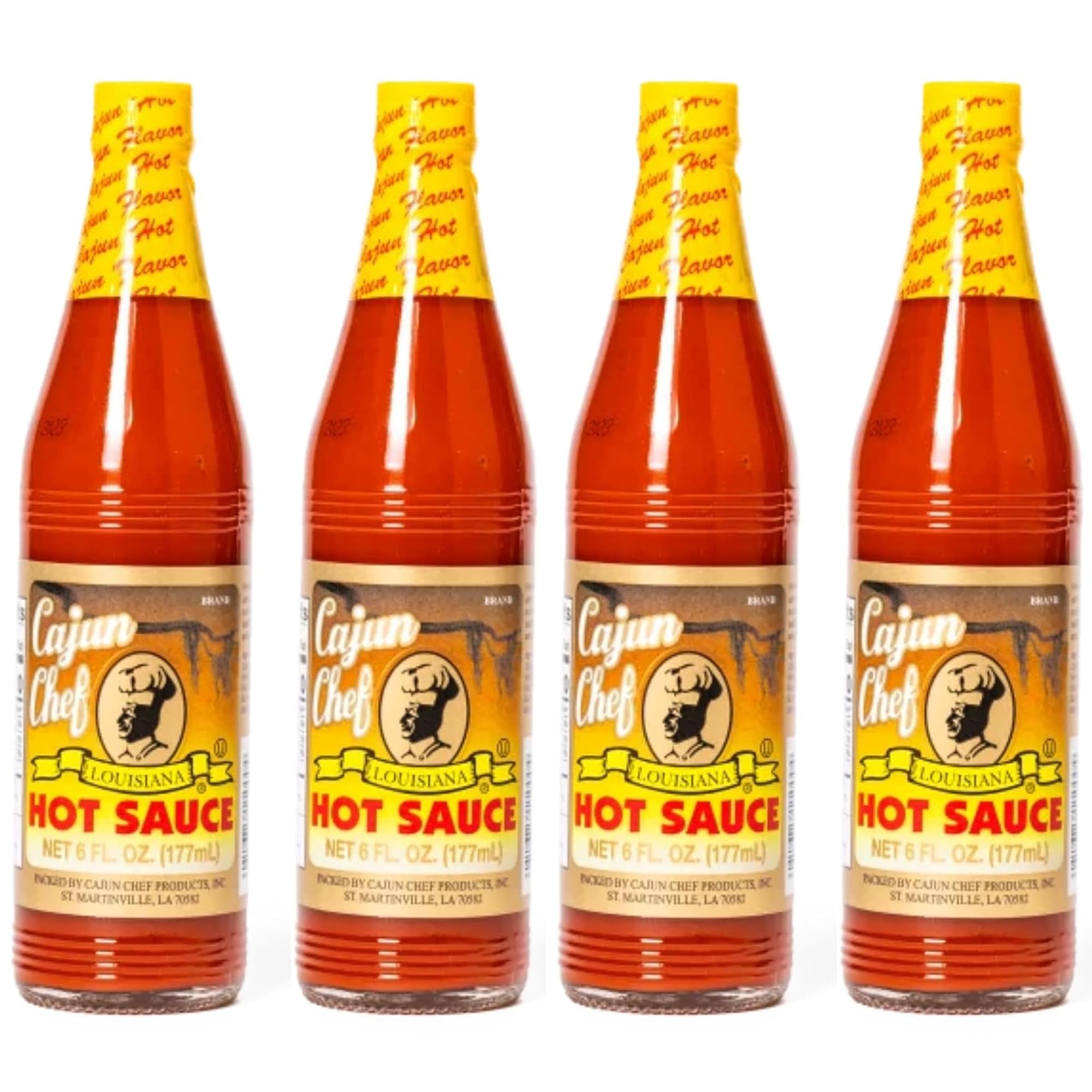 Cajun Chef Louisiana Hot Sauce 4-Pack – Authentic Spicy Flavor for Seafood, Wings & Gumbo – Made in USA