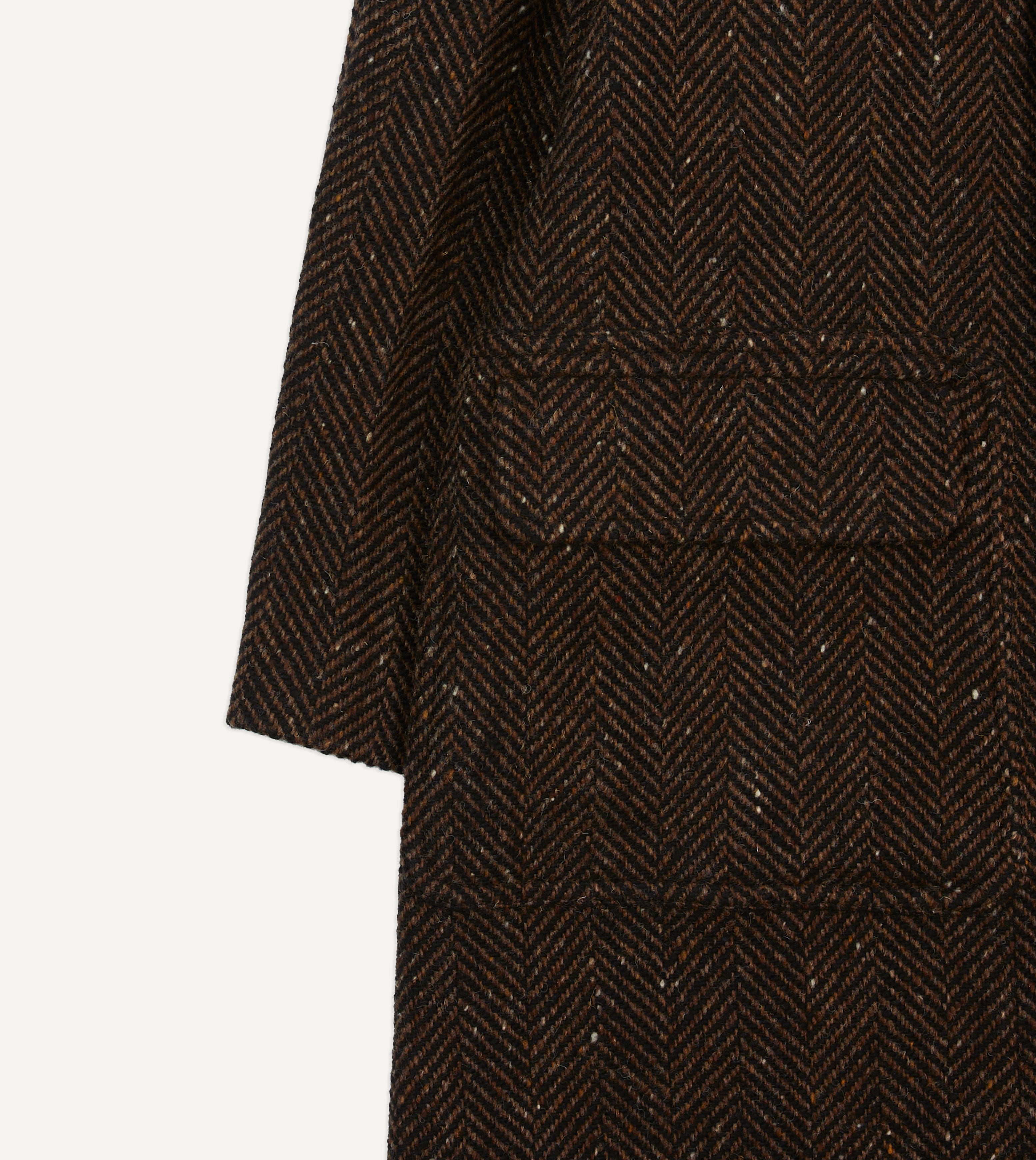 Brown Herringbone Wool Raglan Coat for Men - Warm Winter Overcoat with Stylish Herringbone Pattern - Perfect for Office, Dating & Outdoor Activities
