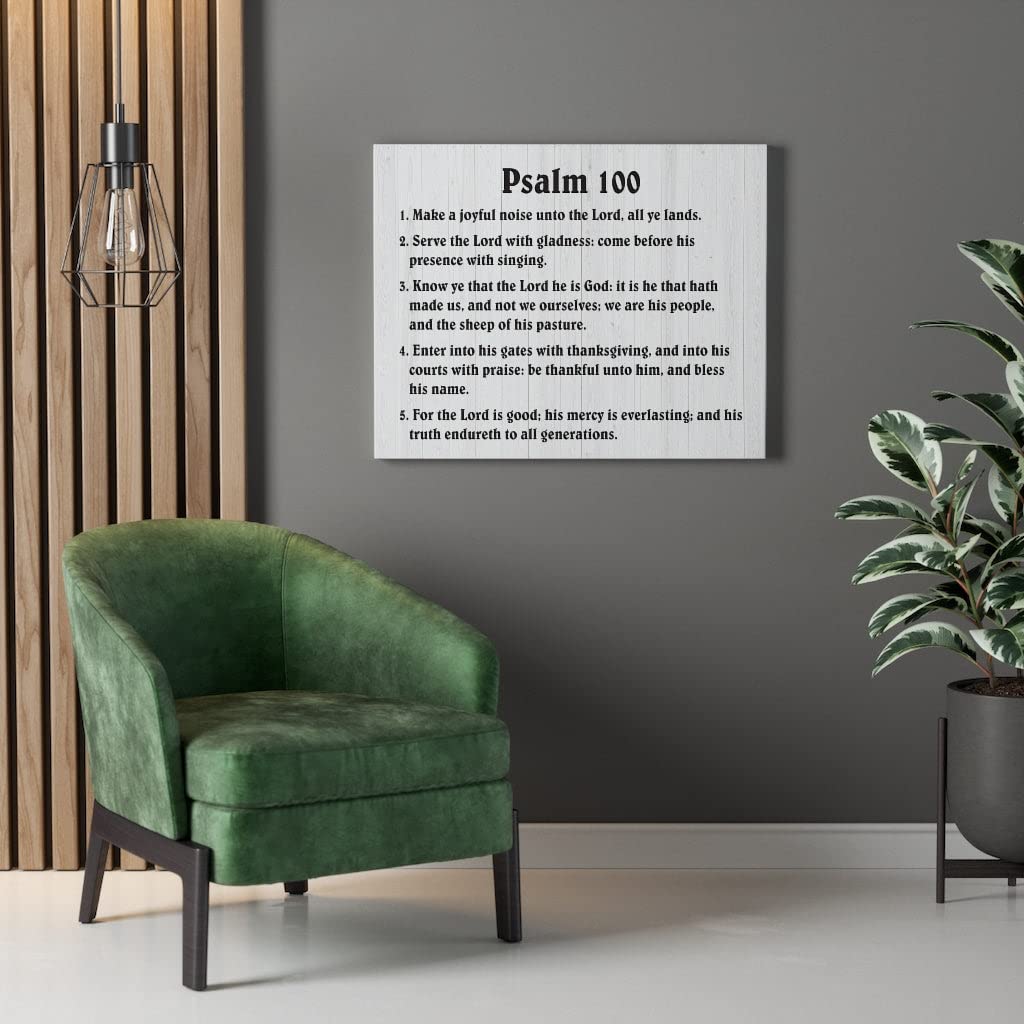 Christian Bible Verse Canvas Art - Psalm 100 Praise God Cheerfully Scripture Wall Decor | Perfect for Home, Church & Office Inspirational Gifts