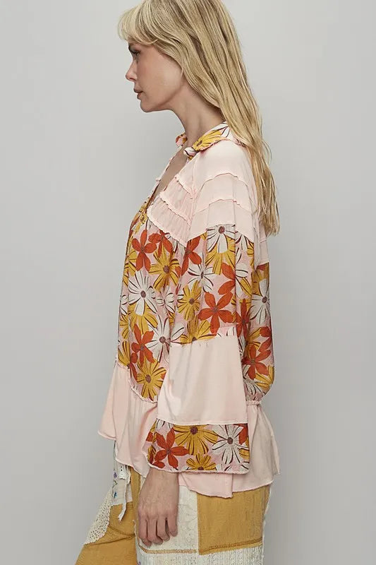 Beachy Boho Raglan Sleeve Shirt for Women | Flowy Casual Tops | Perfect for Summer Vacations, Beach Trips & Music Festivals
