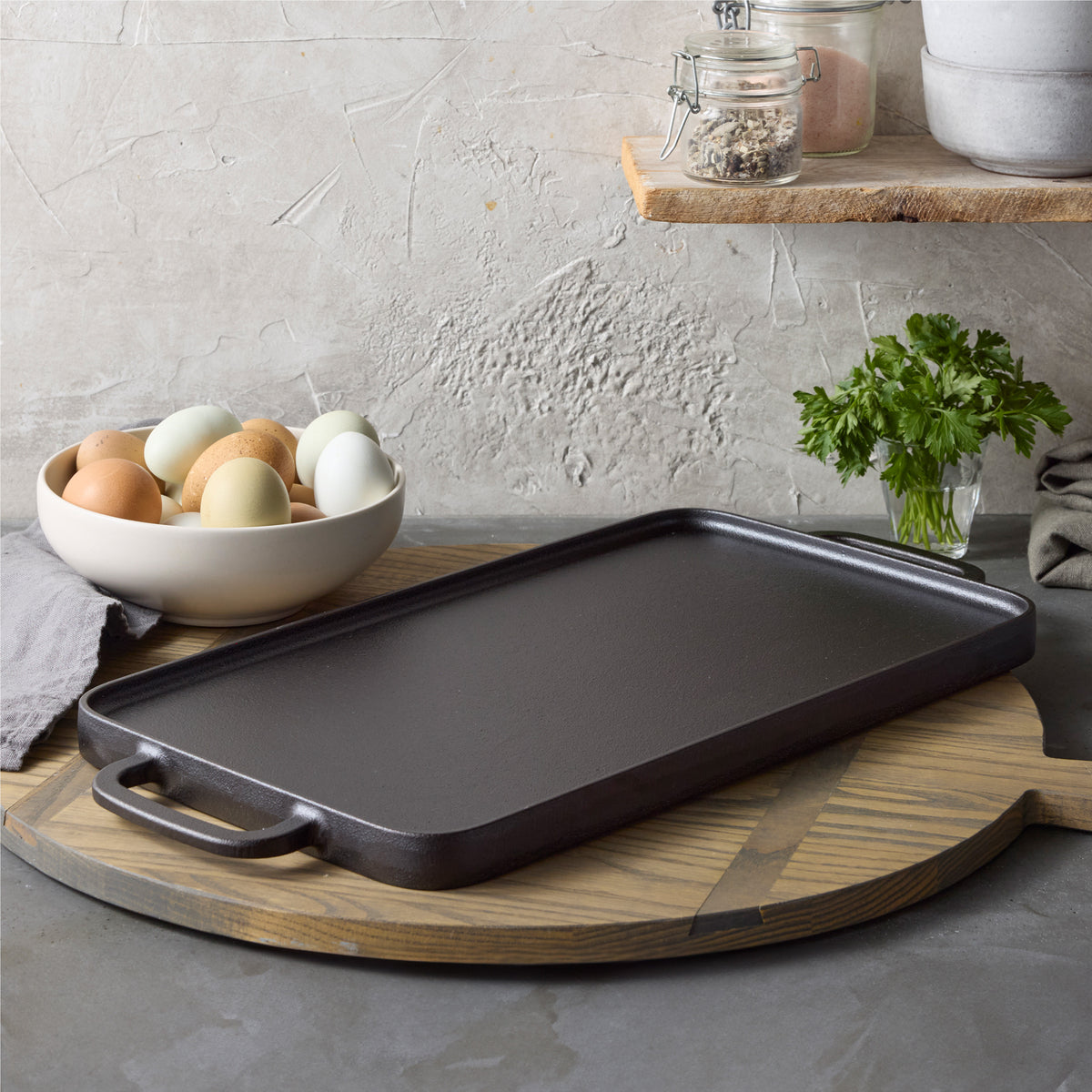 Bobby Flay by GreenPan 9.5 x 16.5 Inch Reversible Cast Iron Grill Griddle - Perfect for Indoor & Outdoor Cooking, BBQ, Camping, and Backyard Grilling