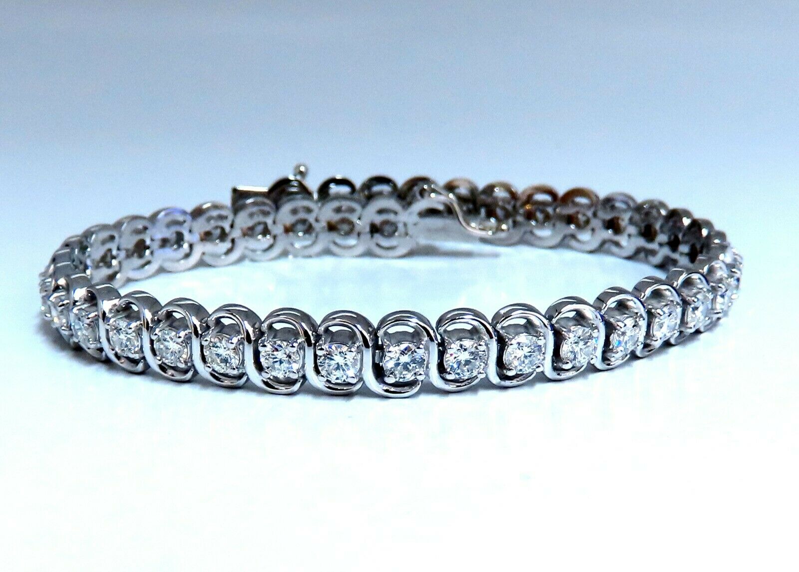 3.80 Carat Natural Diamond Tennis Bracelet in 14K Gold - Elegant Interlink Design for Women, Perfect for Weddings, Anniversaries & Special Occasions