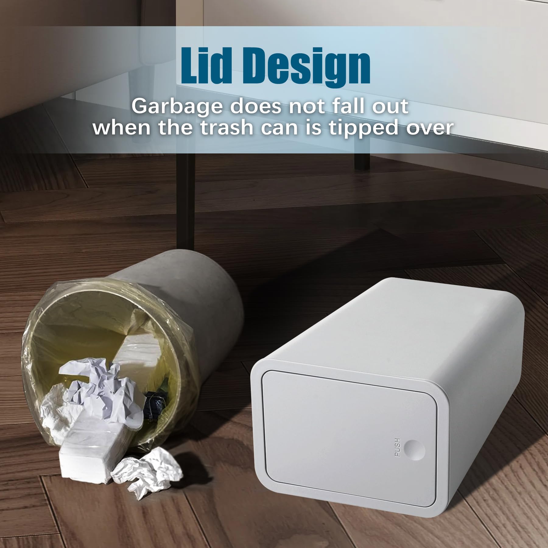TIPGO 10L/2.6 Gallon Slim Bathroom Trash Can with Pop-Up Lid - Small Garbage Bin for Kitchen, Bedroom, Office & Living Room - Space-Saving Waste Basket (Grey) | Perfect for Tight Spaces, Under Sinks & Home Organization